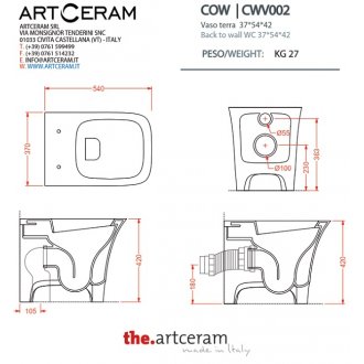 Унитаз приставной ArtCeram Cow CWV002 цвет красно-белый