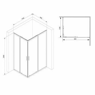 Душевой уголок Am.Pm Gem S W93G-404-120280-BT