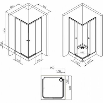 Душевой уголок Am.Pm X-Joy W94G-403-9090-MT