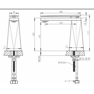 Смеситель для раковины Bravat Diamond F118102G-2-ENG