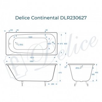 Ванна Delice Continental 180x80