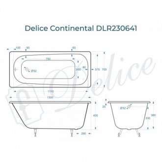 Ванна Delice Continental 130x70