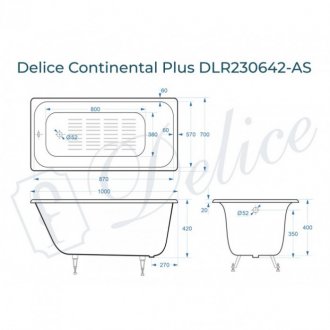 Ванна Delice Continental Plus 100x70