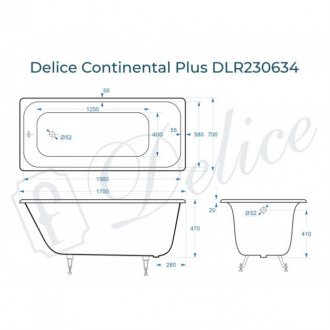 Ванна Delice Continental Plus 170x70