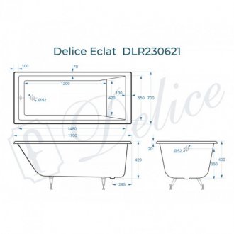 Ванна Delice Eclat 170x70