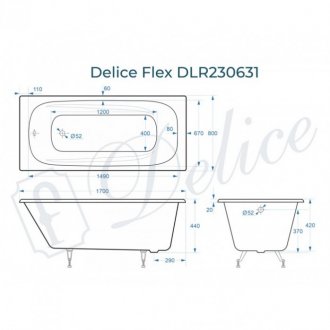 Ванна Delice Flex 170x80