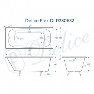 Ванна Delice Flex 180x85