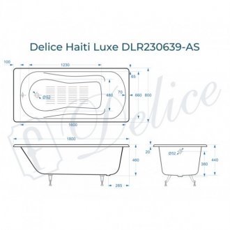 Ванна Delice Haiti Luxe 180x80 с антискользящим покрытием