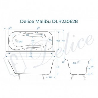 Ванна Delice Malibu 140x75