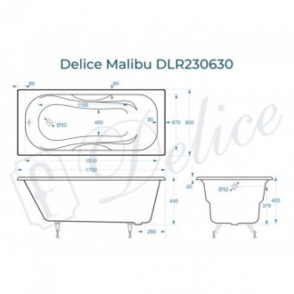 Ванна Delice Malibu 170x80