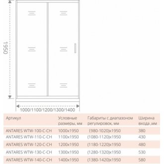 Душевой угол Good Door Antares WTW+SP 110x80 см