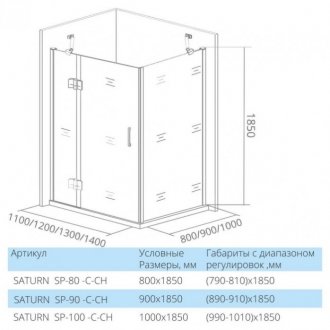 Душевой угол Good Door Saturn WTW+SP 110x90 см