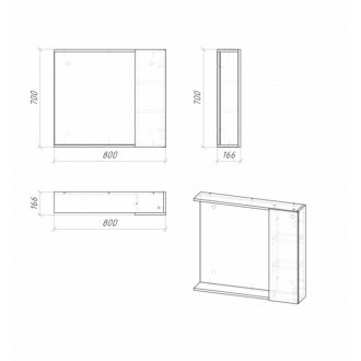 Зеркало со шкафчиком Grossman Юнит 80 кадена вуд