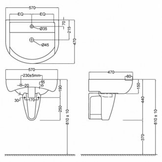 Раковина Jaquar Aria ARS-WHT-39801 с полупьедесталом ARS-WHT-39305