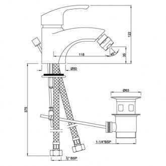 Смеситель для биде Jaquar Eko EKO-CHR-33213B хром