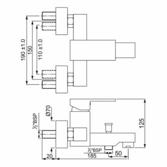 Смеситель для ванны Jaquar Kubix-F KUB-CHR-35119F хром