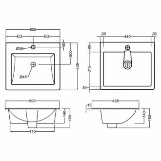 Раковина Jaquar Kubix-F KUS-WHT-35601