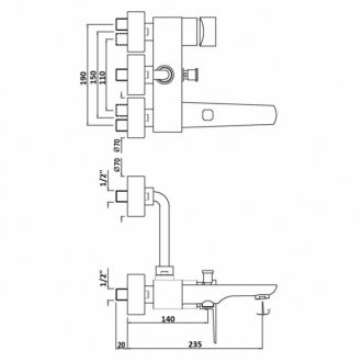 Смеситель для ванны Jaquar Kubix KUP-CHR-35125PM хром