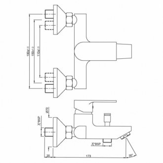 Смеситель для ванны Jaquar Lyric LYR-CHR-38119 хром