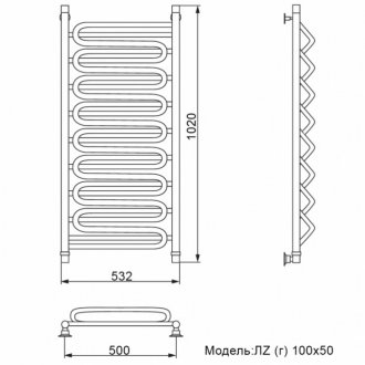 Полотенцесушитель Ника Curve ЛЗ Г 100/50/53