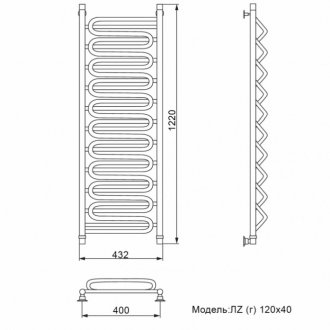 Полотенцесушитель Ника Curve ЛЗ Г 120/40/43