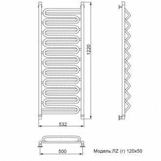 Полотенцесушитель Ника Curve ЛЗ Г 120/50/53