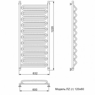 Полотенцесушитель Ника Curve ЛЗ Г 120/60/63