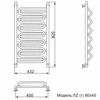 Полотенцесушитель Ника Curve ЛЗ Г 80/40/43