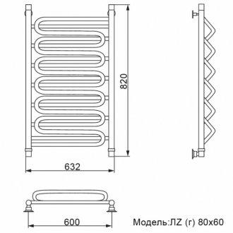 Полотенцесушитель Ника Curve ЛЗ Г 80/60/63