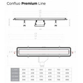 Душевой канал Pestan Confluo Premium With White Glass Line 850