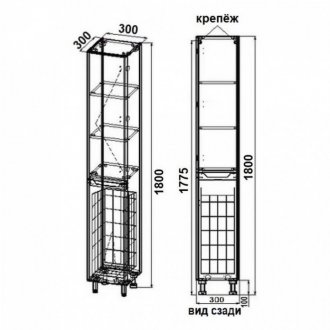 Пенал Style Line Марелла 30 L с бельевой корзиной белый матовый