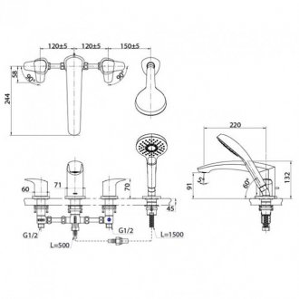 Смеситель на борт ванны Toto GM TBG09202R