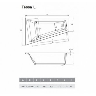 Ванна Vayer Tessa 160x100 левосторонняя