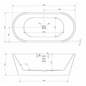 Акриловая ванна Abber AB9203-1.6 160x80 см, отдельностоящая, овальная, с каркасом, со сливом-переливом