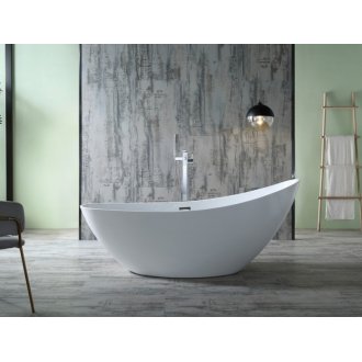 Акриловая ванна Abber AB9233 185x80 см, отдельностоящая, овальная, с каркасом, со сливом-переливом