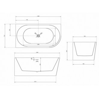 Акриловая ванна Abber AB9257-1.5 L 150x80 см, угловая, с каркасом, со сливом-переливом, асимметричная