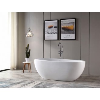 Акриловая ванна Abber AB9285 170x80 см, отдельностоящая, овальная, с каркасом, со сливом-переливом