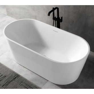 Акриловая ванна Abber AB9320-1.6 160x75 см, отдельностоящая, овальная, с каркасом, со сливом-переливом
