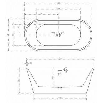 Акриловая ванна Abber AB9320-1.5 150x75 см, отдельностоящая, овальная, с каркасом, со сливом-переливом