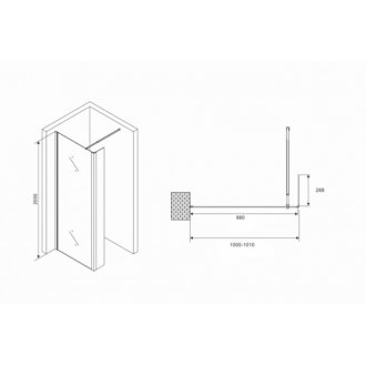 Душевая перегородка Abber Immer Offen AG66100B 100 см