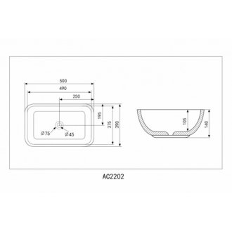 Раковина Abber Rechteck AC2202 серая 50 см