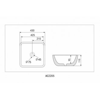 Раковина Abber Rechteck AC2205 золото 43 см