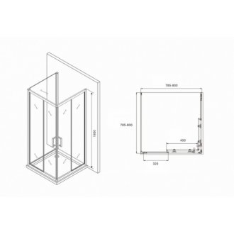 Душевой уголок Abber Schwarzer Diamant AG02080B-S80B 80x80