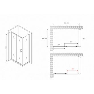 Душевой уголок Abber Schwarzer Diamant AG301005-S505 100x50