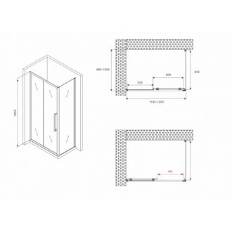 Душевой уголок Abber Schwarzer Diamant AG30120BH-S100B 120x100