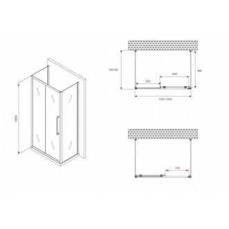 Душевой уголок Abber Schwarzer Diamant AG30120BH-S75B-S75B 120x75