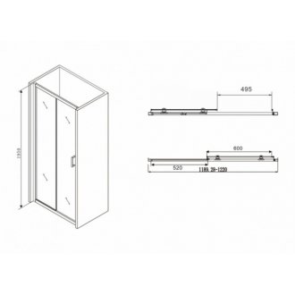 Душевая дверь Abber Schwarzer Diamant AG30120B 120 см