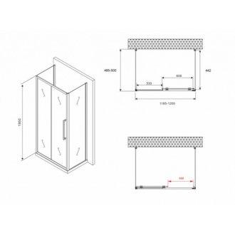 Душевой уголок Abber Schwarzer Diamant AG30120MH-S50M-S50M 120x50