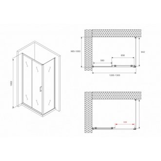 Душевой уголок Abber Schwarzer Diamant AG30130B-S100B 130x100