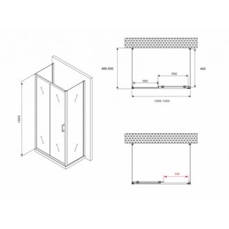 Душевой уголок Abber Schwarzer Diamant AG30130B-S50B-S50B 130x50